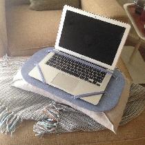 Pete, Linen laptop lap desk.  Micro-bead pillo...