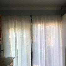 Curtains for a French Door, made with Ilo41 Optic White and Ilo41 Oatmeal, 100 % Linen.