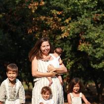 All four of my loves in linen and myself in a top and skirt made with my favorite linen IL056 93...
