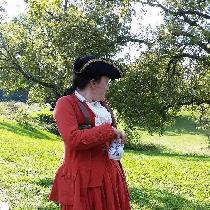 Linen reproduction of a 1760's era riding habit.  Matching petticoat, waistcoat, and jacket.  Al...