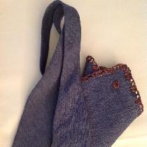 Ella, Cambray Linen pocket square, crochet edg...