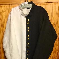 15th century parti-colored cotehardie.  It is made with 2 layers IL19 (black & white) linen, lin...