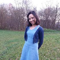 Pavani, A handdyed blue linnen dress with dark b...