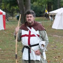 The outfit I made for my 14th Century English Archer.  9 oz green linen tunic, 7 oz white surcoa...