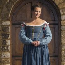 Italian dress inspired by the art of the 1570's .  Dress is made from IL019 Blue Bonnet while th...