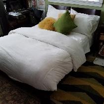 IL019 Bleached
Duvet & Pillows with ties.  I also made throw pillows to coordinate with other c...