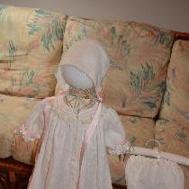 Melissa, Classic smocked bishop baby gown with sc...