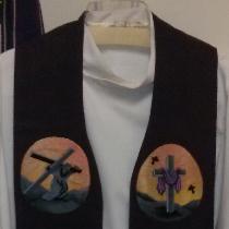 This Clergy stole for Easter was sewn with the Darkest purple heavyweight linen