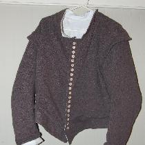 17th Century men's wool doublet, linen lining, wooden buttons.
