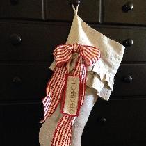 Bridget, Solid raw natural linen Christmas stocki...