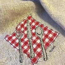The perfect fabric for making kitchen towels with free motion sewing illustration.  