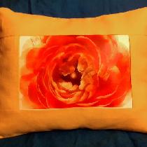 I made this linen pillow with Fabrics Store's Mustard linen. I used a photograph of a ranunculus...