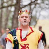 , Linen surcoat with applique.