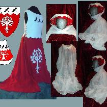 Caran, Heraldry overdress and hat with cauls ma...