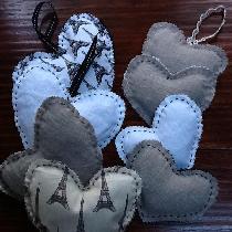 Lavender heart sachets with linen and cotton.
Hand stitched with waxed linen and some with ribbo...