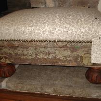 This is an Old Vintage Foot Stool That I de-contructed and Recovered in the Natural-Ivory Daisy...