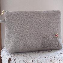 , Large Handstamped Wristlet Clutch Zipper...