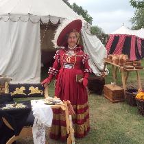 Bettina, A Cranach dress made in silk and linen....