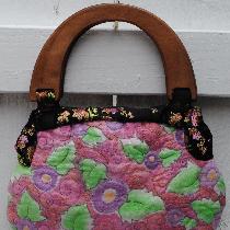 Mary, Hand painted & embroidered linen purse.