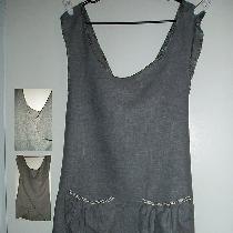 Cynthia, A gray linen criss-cross tunic apron, tr...