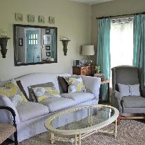 This is a view of my living room with my linen slipcovers (which I have washed a million times),...