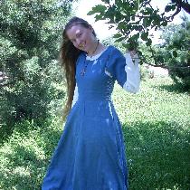 This is a dress based on the styles of 1100's Sweden.  I used IL019 in Bluebonnet and Optic Whit...