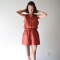 Randee, Button-up romper with deep front pockets...