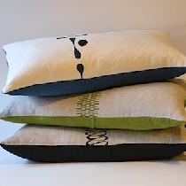 Zoe, Hand silk-screened pillows made with med...