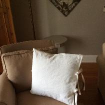 White linen pillow with ties
