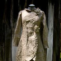 Natural, medium weight, linen coat dress and matching skirt made from original design and patter...