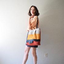 Top, shorts + tote made with Fabrics-Store linen. Nine Iron, Apricot Ice, Sedona, Autumn Gold, a...
