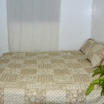 Reversible queen size bedspread and matching pillow covers Made from linen jacquard  flower patc...