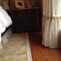 Bleached White Linen (top) with Natural Linen (bottom) with lace overlay drapery  Panel - Natura...