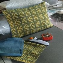 Dana, Geometric handblock printed linen pillow...