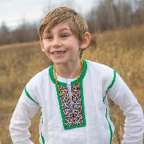 Elise, Ukrainian-style shirt.  He wanted to loo...