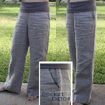 The most comfortable linen pants made from IL019 natural linen. Features a knit waistband and co...