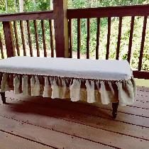 For this bench slip cover I used 7.1 oz white softened for the top and IL020 natural softened fo...