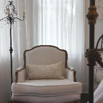 Andrea, Vintage Chair recovered in white linen f...