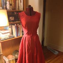 K, I used a bright red linen to make this r...