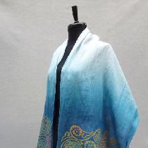 Handkerchief Linen (IL020 bleached, softened) Tallit (Jewish prayer shawl). Hand-dyed with fiber...