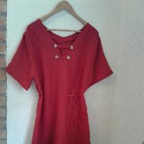 Simple dress in red 'crimson' linen.