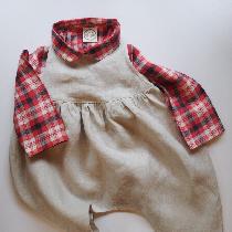 Katie, Gathered harem style kids romper. Plaid...