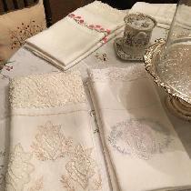 Hand embroidered using Belgium lace pillowcases
Drawn handwork. Using beautiful bleached softene...