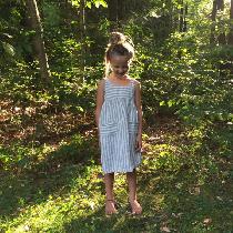 Zoe, Girl's Yarn Dye Striped Linen Play Dress