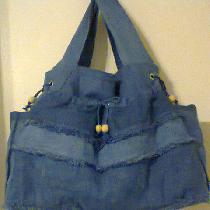 various wts of bleached dyed with indigo dye created a baby bag for my daughter