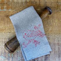 Embroidered tea towels, made with mid weight natural linen.