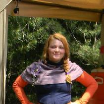 Kathryn, 100% linen kirtle (orange), surcoat (blu...