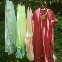 Four new dresses for my wardrobe in different weights and colors of linen with lace and ribbon t...