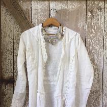 Anita, Optic white linen jacket, medium weight...